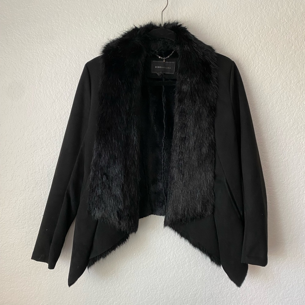 BCBG Faux Fur Black Jacket. Great condition.